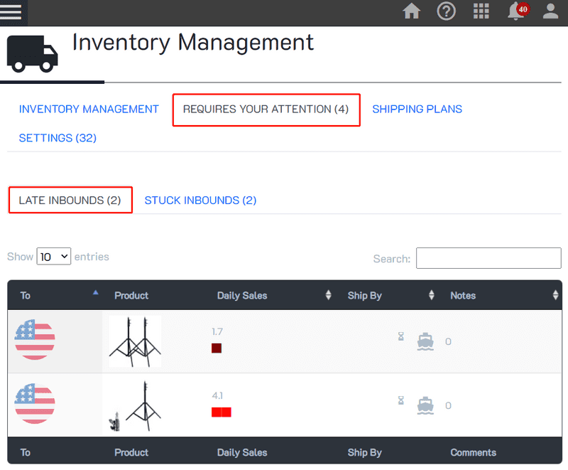Inventory Managment late inbounds