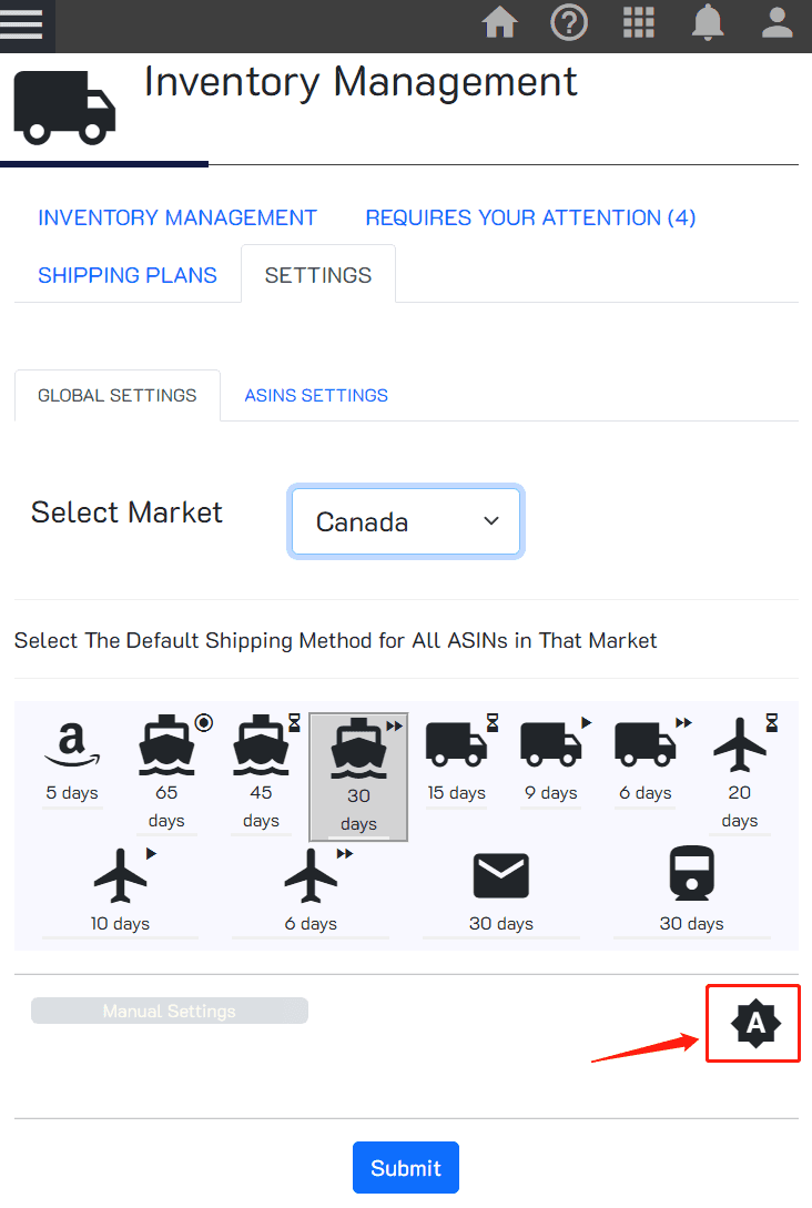 Inventory Managment global settings automated